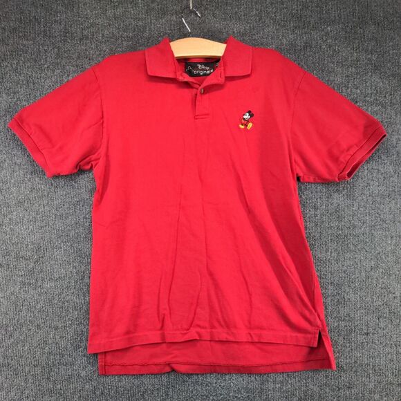 Disney Originals Mens Short Sleeve Polo Shirt Red Size Small Mickey Mouse Logo - Picture 2 of 12